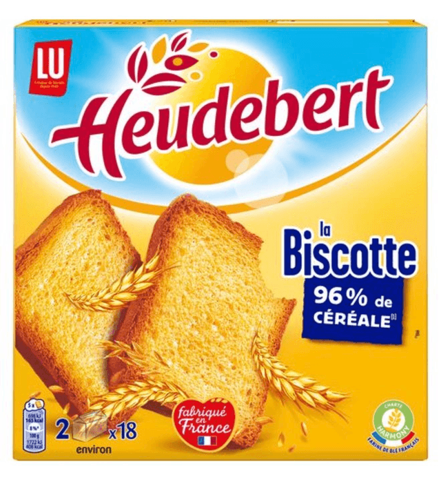 Biscottes 96% de Céréales Heudebert LU La boîte de 36 tranches - 290 g